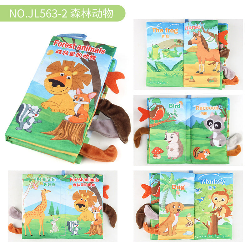 Baby Baby Sea, Land and Air Tail Cloth Book Chinese and English Ocean Forest Flying Animal Palm Book Early Education Toys