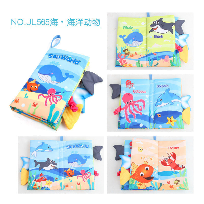 Baby Baby Sea, Land and Air Tail Cloth Book Chinese and English Ocean Forest Flying Animal Palm Book Early Education Toys