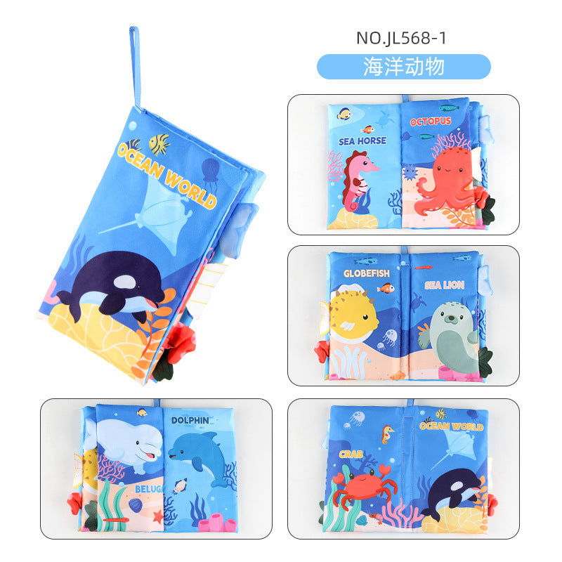 Baby Baby Sea, Land and Air Tail Cloth Book Chinese and English Ocean Forest Flying Animal Palm Book Early Education Toys