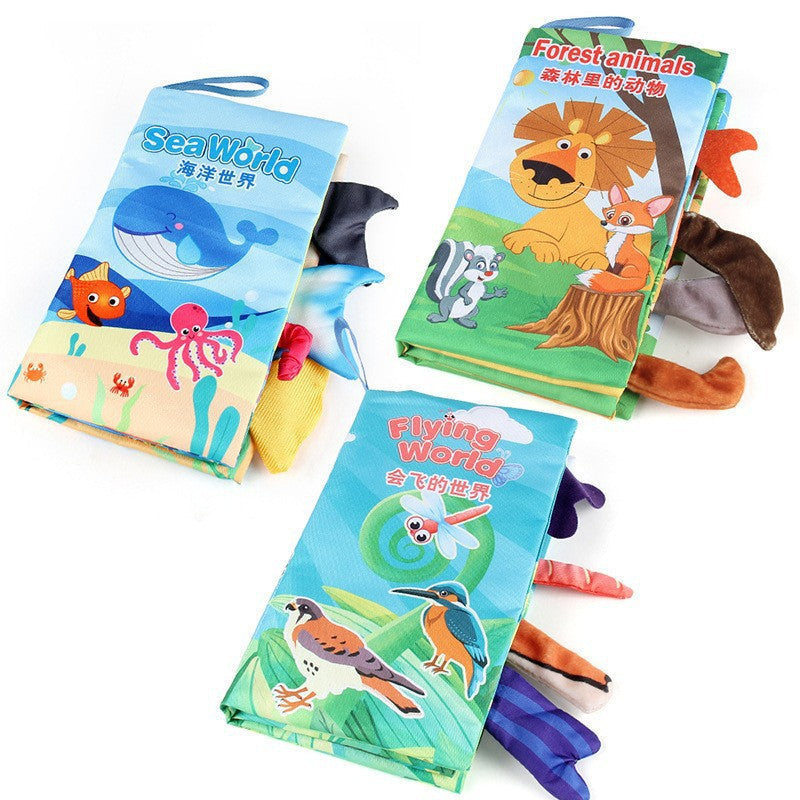 Baby Baby Sea, Land and Air Tail Cloth Book Chinese and English Ocean Forest Flying Animal Palm Book Early Education Toys