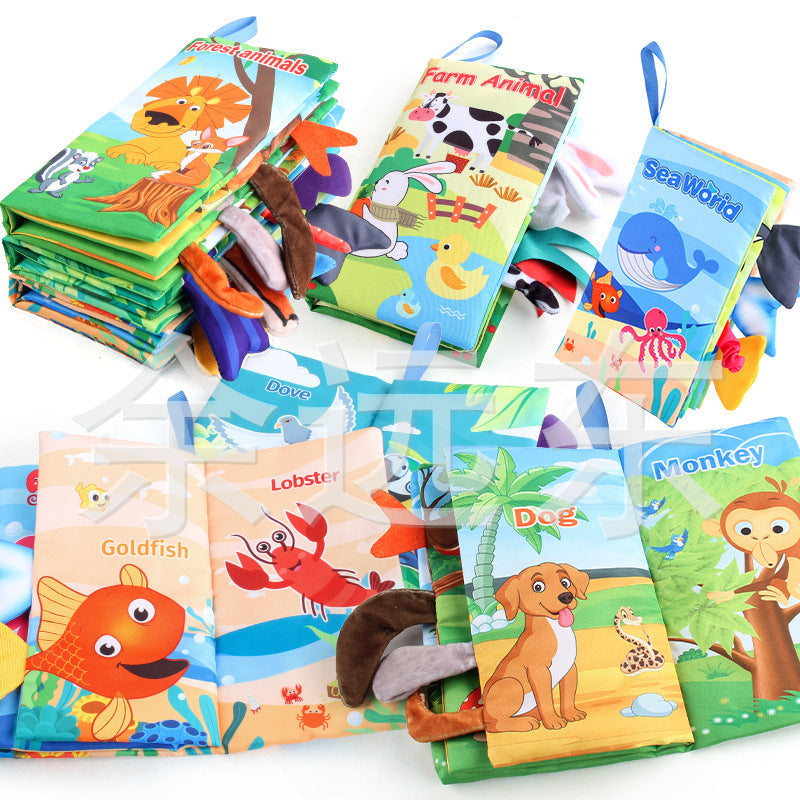 Baby Baby Sea, Land and Air Tail Cloth Book Chinese and English Ocean Forest Flying Animal Palm Book Early Education Toys