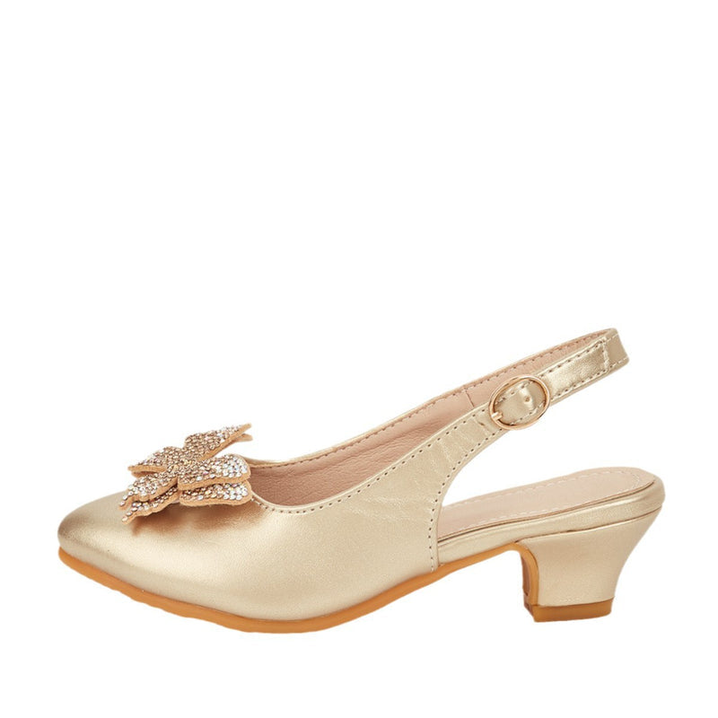 2026 New Shoes for Children Aged 7-12, Girls' Sandals with Bow, Pointed Toe, High-Heeled Kidsren's Flats, Kidsren's Shoes