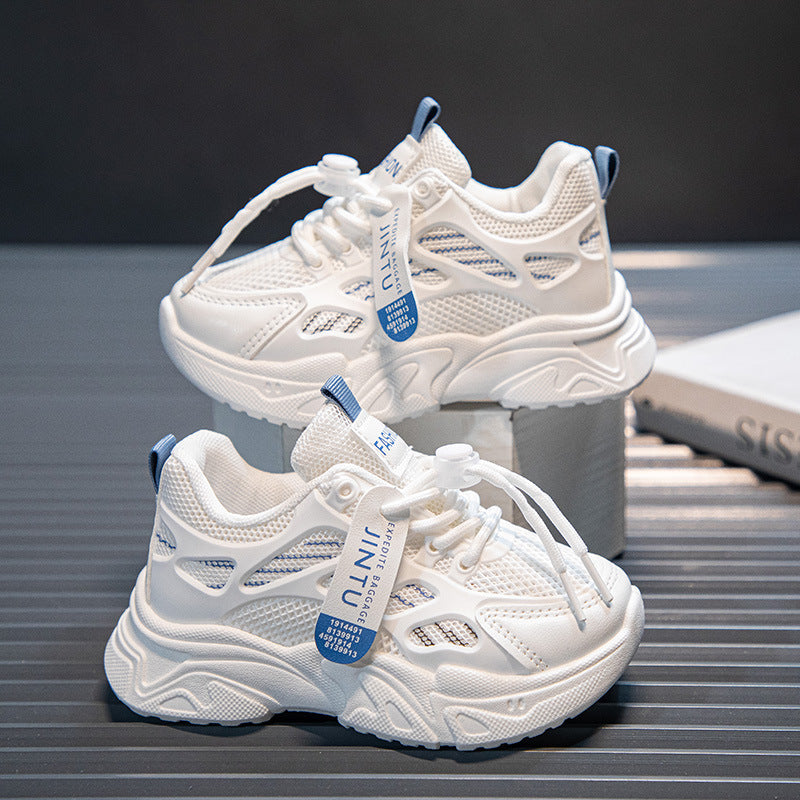 Girls' shoes Spring and Autumn new children's white shoes middle and big children girls' sneaker boys' daddy shoes mesh breathable