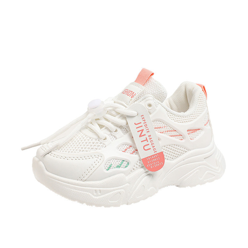 Girls' shoes Spring and Autumn new children's white shoes middle and big children girls' sneaker boys' daddy shoes mesh breathable