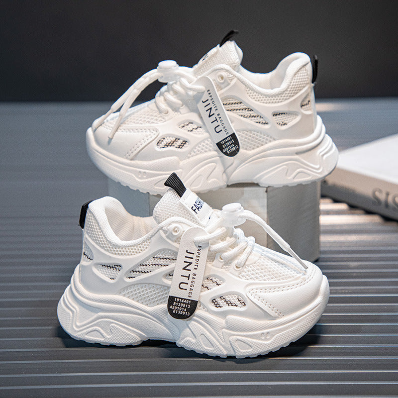 Girls' shoes Spring and Autumn new children's white shoes middle and big children girls' sneaker boys' daddy shoes mesh breathable