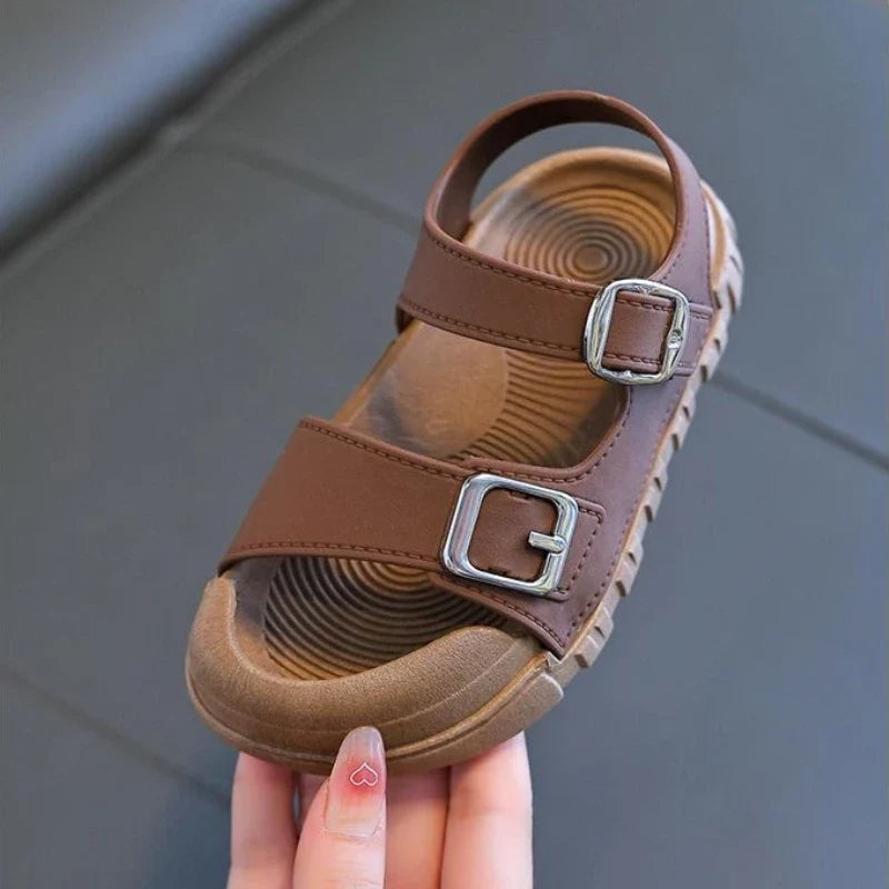Summer Kids Sandals Casual Soft Sole Anti-Slip Sandals for Boys Girls Solid Color Durable Toddler Beach Sandals 2-12 Years