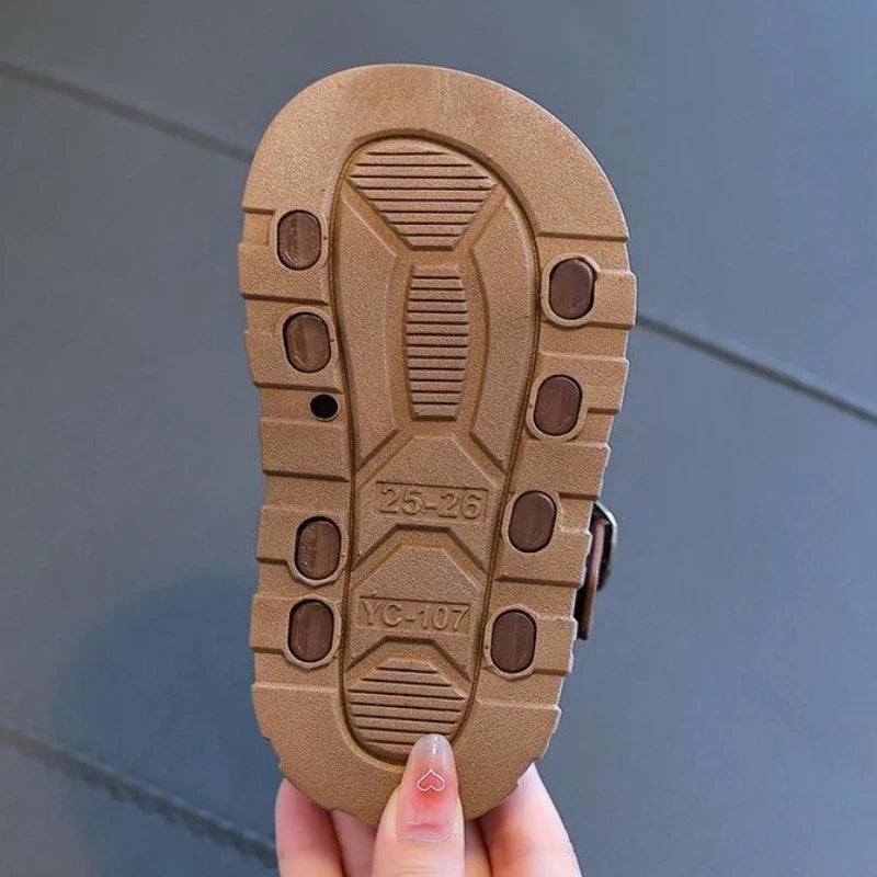 Summer Kids Sandals Casual Soft Sole Anti-Slip Sandals for Boys Girls Solid Color Durable Toddler Beach Sandals 2-12 Years