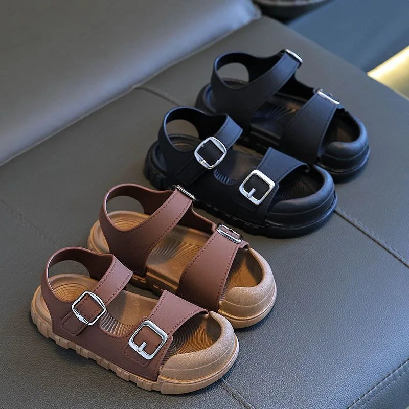Summer Kids Sandals Casual Soft Sole Anti-Slip Sandals for Boys Girls Solid Color Durable Toddler Beach Sandals 2-12 Years