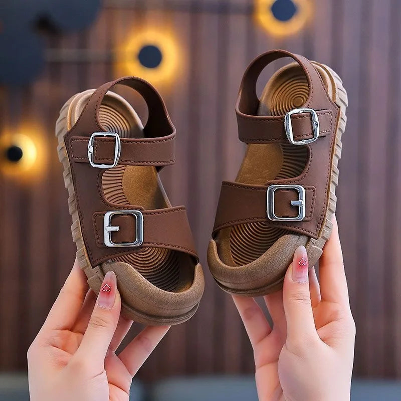 Summer Kids Sandals Casual Soft Sole Anti-Slip Sandals for Boys Girls Solid Color Durable Toddler Beach Sandals 2-12 Years