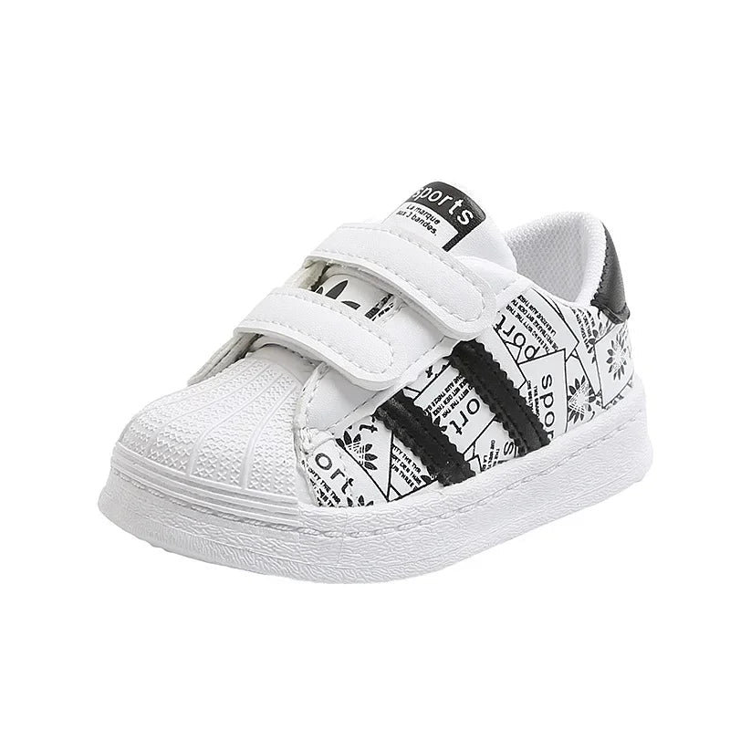 Children's Sneakers Kids Fashion Design White Non-slip Casual Shoes Boys Girls Hook Breathable Sneakers Toddler Outdoor Shoes