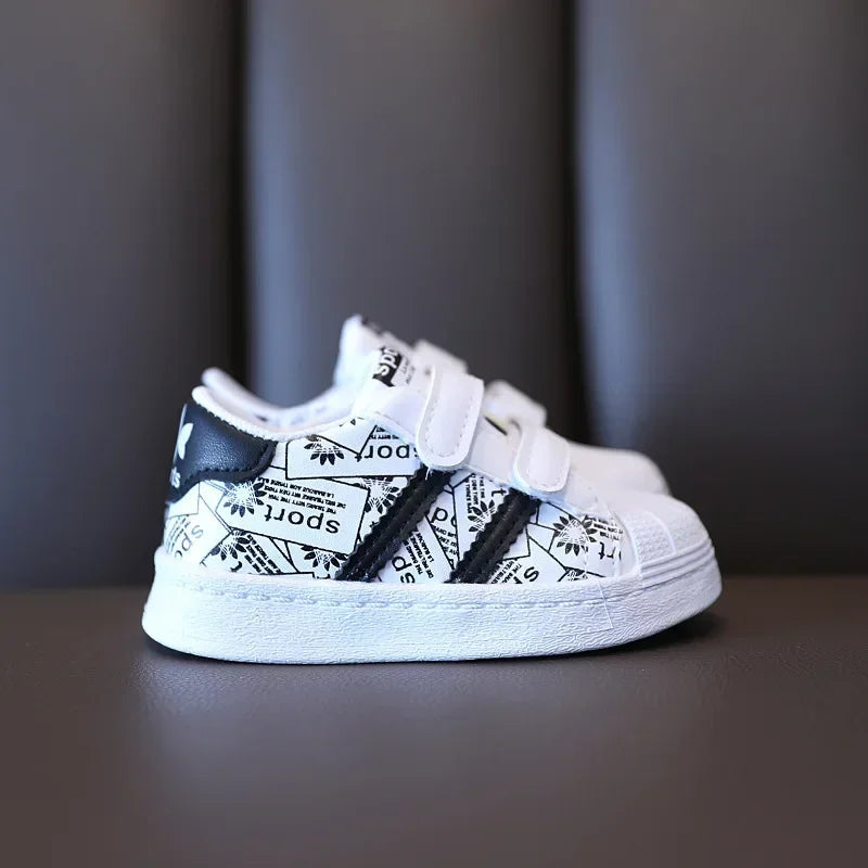 Children's Sneakers Kids Fashion Design White Non-slip Casual Shoes Boys Girls Hook Breathable Sneakers Toddler Outdoor Shoes