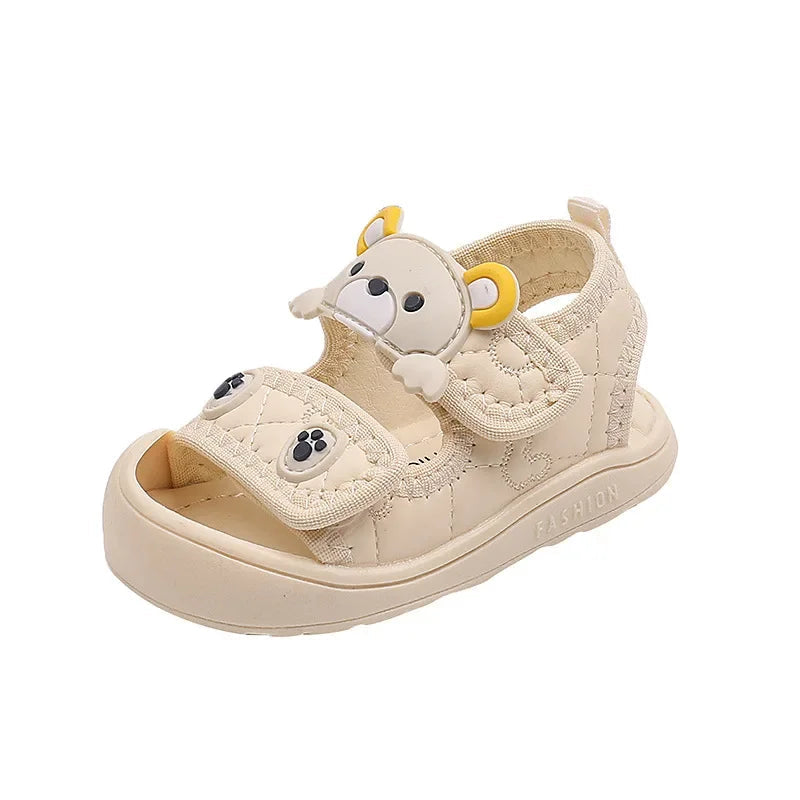 Toddler Sandals 2025 Summer Baby Beach Shoes Cute Cartoon Bear Infant Sandals Protect-toe Unisex Baby Boy Girl Sandals