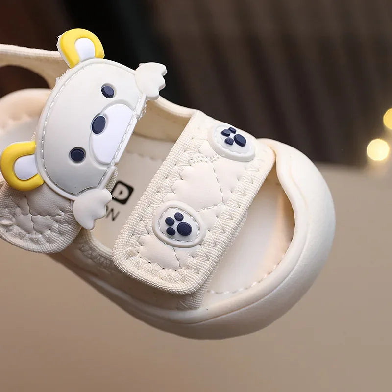 Toddler Sandals 2025 Summer Baby Beach Shoes Cute Cartoon Bear Infant Sandals Protect-toe Unisex Baby Boy Girl Sandals