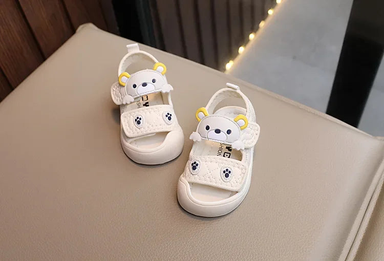 Toddler Sandals 2025 Summer Baby Beach Shoes Cute Cartoon Bear Infant Sandals Protect-toe Unisex Baby Boy Girl Sandals