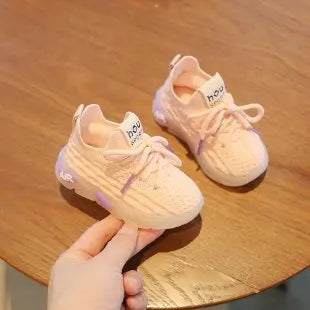 Kids Spring and Autumn Sneakers Soft Breathable Running Knitting Infant Casual Mesh Sports Boy Girl Lightweight Coconut Shoes