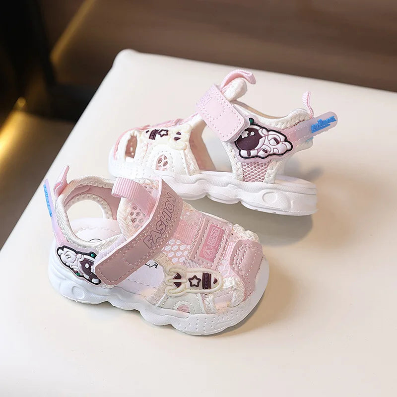 Sandals for Girl 2025 Summer New Pink Walking Shoe Hollow Baby Shoe Trend Boy Sandals Soft Sole Allmatch Kid Shoe Sandalias Niño