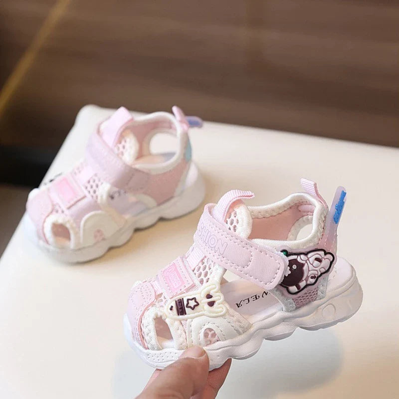 Sandals for Girl 2025 Summer New Pink Walking Shoe Hollow Baby Shoe Trend Boy Sandals Soft Sole Allmatch Kid Shoe Sandalias Niño