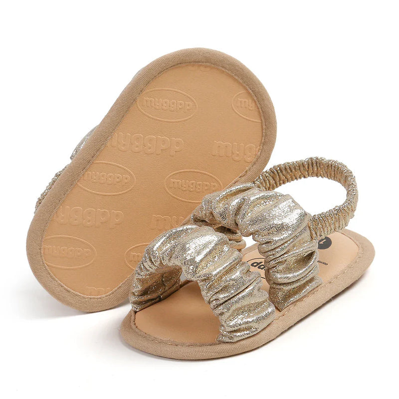 Male infant and female infant pleated sandals with soft soles summer baby wedding dresses, flat shoes beach shoes