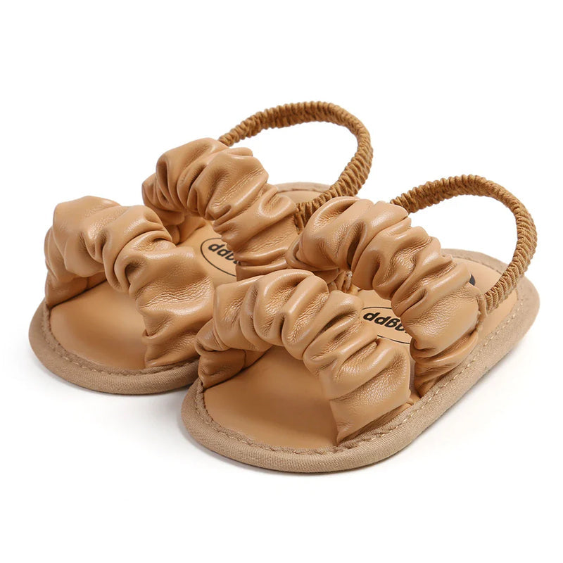 Male infant and female infant pleated sandals with soft soles summer baby wedding dresses, flat shoes beach shoes