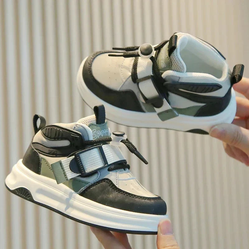 Kid Sneakers 2025 Spring Autumn Boys Causal High Top Sneakers Girls School Versatile Children's Chunky Basketball Shoes Non-slip