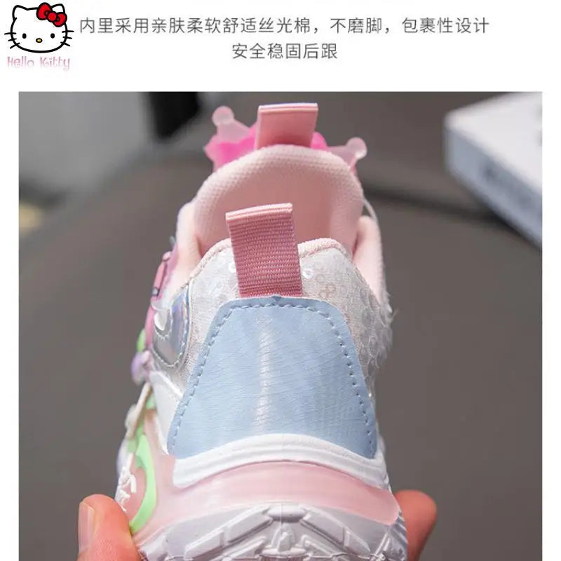 Sanrio Kuromi Autumn Girls Anime New Sneakers Children's Kawaii Cartoon Princess Shoes Breathable Rotary Button Luminous Shoes