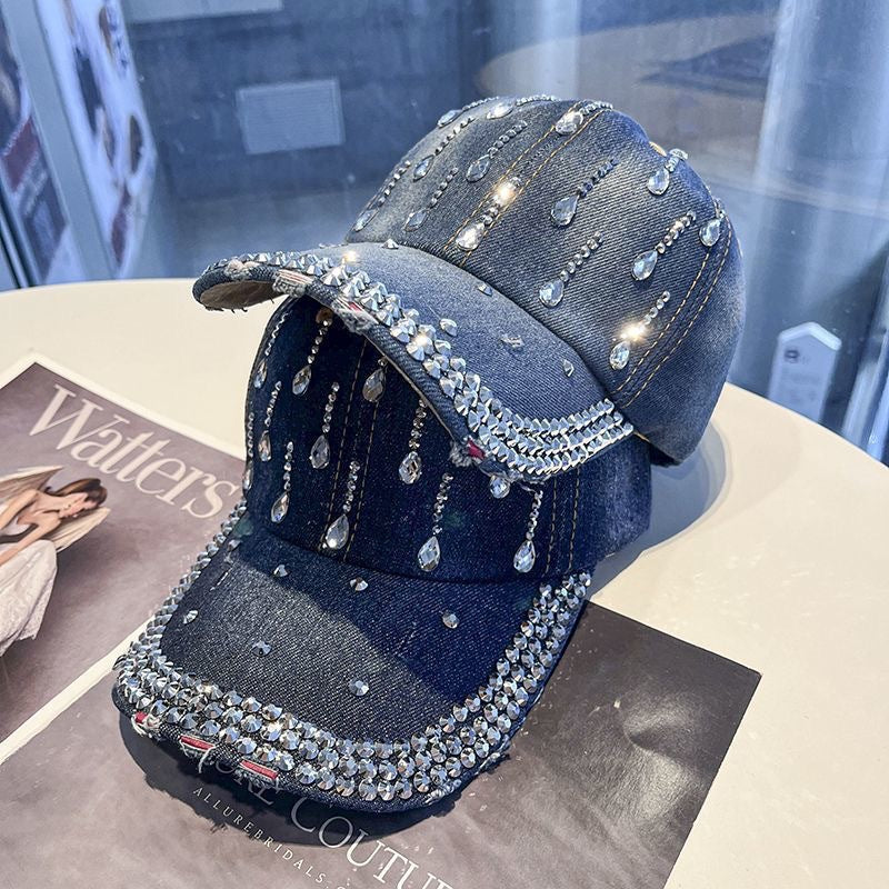 New Style Face-Slimming Baseball Cap for Women, Cross-Border Rhinestone-Embellished Duckbill Cap, Korean Version, Versatile
