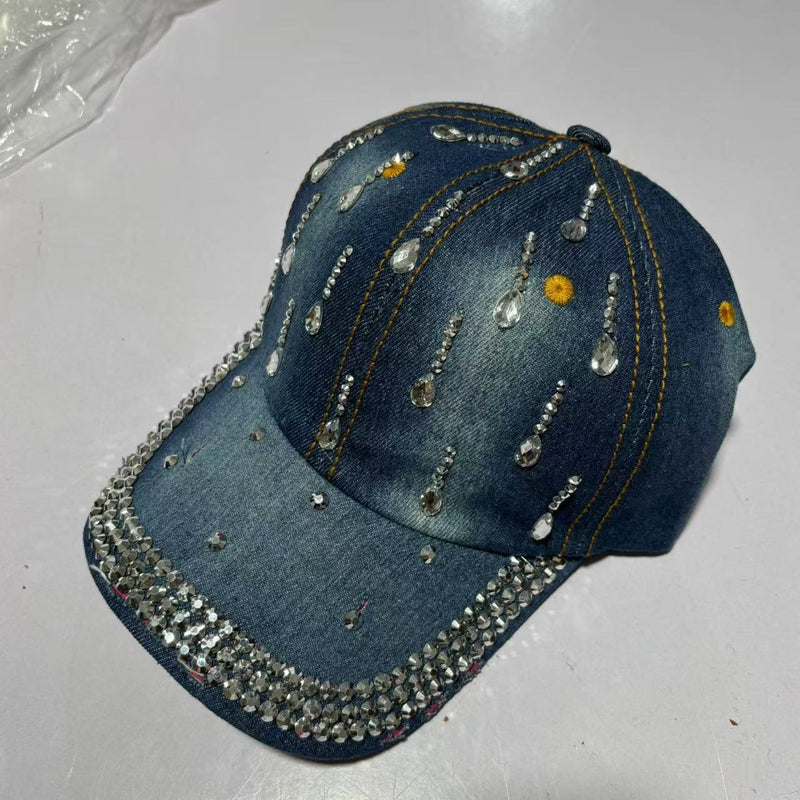 New Style Face-Slimming Baseball Cap for Women, Cross-Border Rhinestone-Embellished Duckbill Cap, Korean Version, Versatile