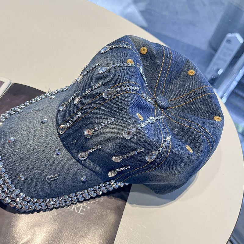 New Style Face-Slimming Baseball Cap for Women, Cross-Border Rhinestone-Embellished Duckbill Cap, Korean Version, Versatile