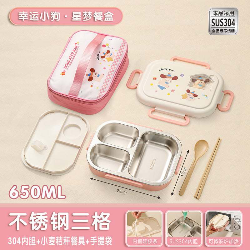 Microwaveable, Leak-Proof, 304 Stainless Steel Lunch Box for Kids and Students, Convenient for Carrying Meals, with Cutlery Included