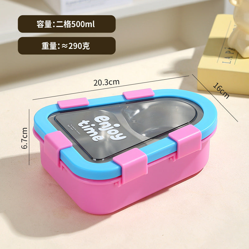 Cartoon Student Asymmetrical 304 Stainless Steel Lunch Box Office Worker Three-Compartment Lunch Box with Lid Tableware