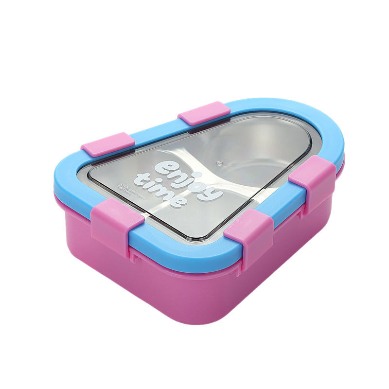 Cartoon Student Asymmetrical 304 Stainless Steel Lunch Box Office Worker Three-Compartment Lunch Box with Lid Tableware