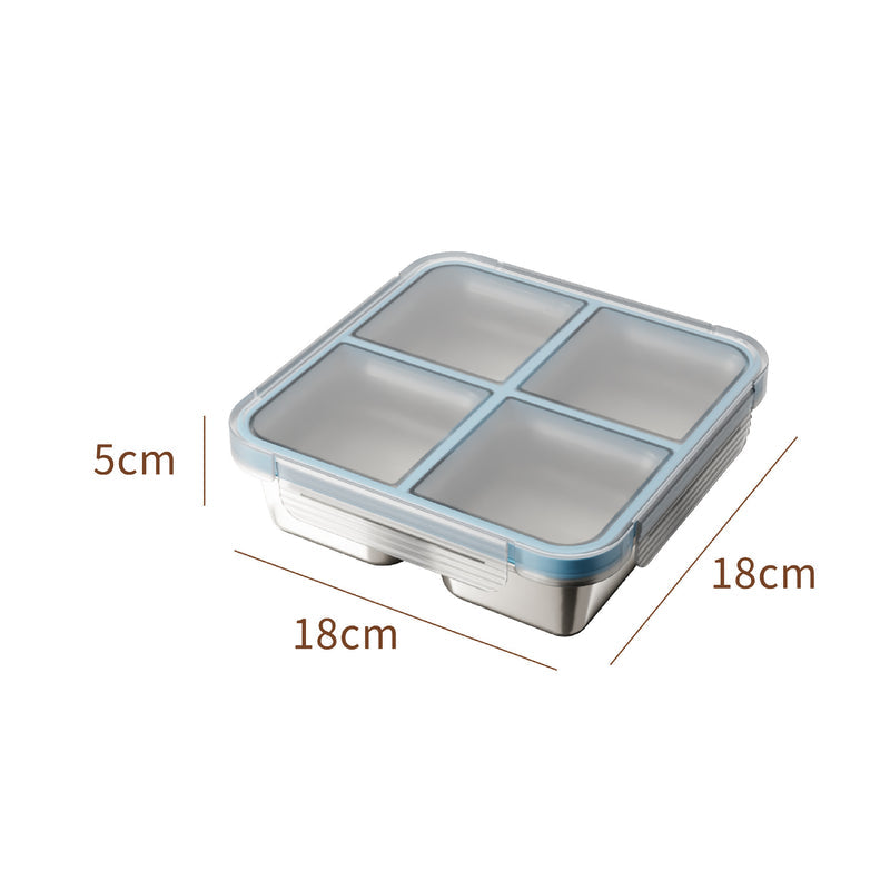 304 Stainless Steel Fresh-Keeping Box, Compartmentalized Lunch Box, Odor-Proof Sealed Box, Bento Box, Snack Box, Four-Compartment Weight Loss Meal Box