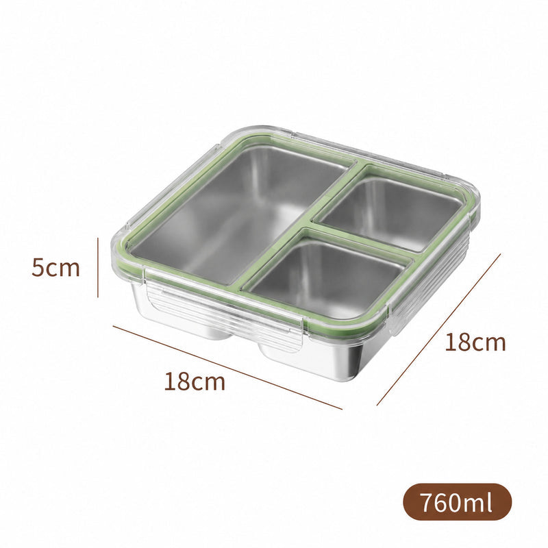 304 Stainless Steel Fresh-Keeping Box, Compartmentalized Lunch Box, Odor-Proof Sealed Box, Bento Box, Snack Box, Four-Compartment Weight Loss Meal Box