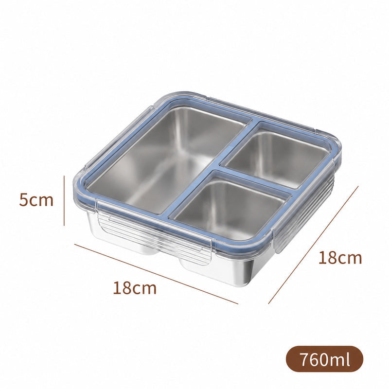 304 Stainless Steel Fresh-Keeping Box, Compartmentalized Lunch Box, Odor-Proof Sealed Box, Bento Box, Snack Box, Four-Compartment Weight Loss Meal Box