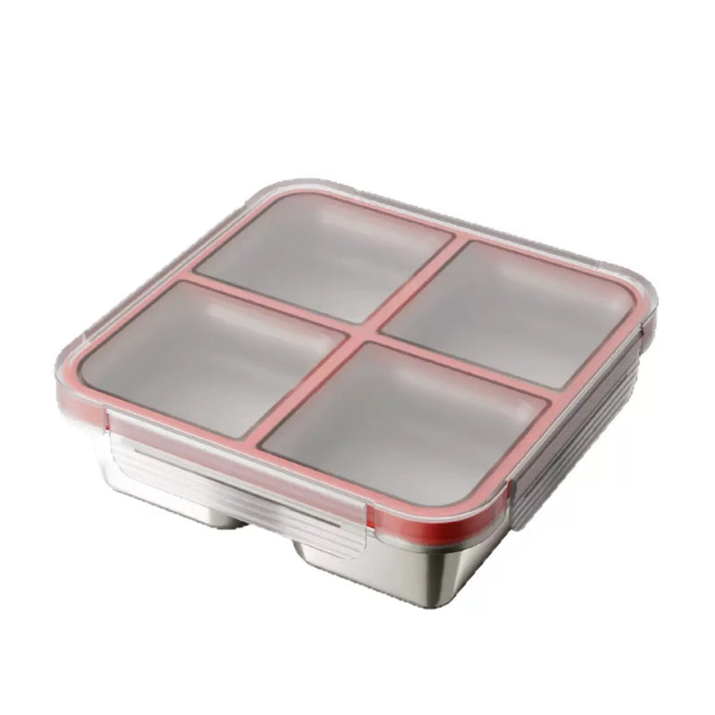 304 Stainless Steel Fresh-Keeping Box, Compartmentalized Lunch Box, Odor-Proof Sealed Box, Bento Box, Snack Box, Four-Compartment Weight Loss Meal Box
