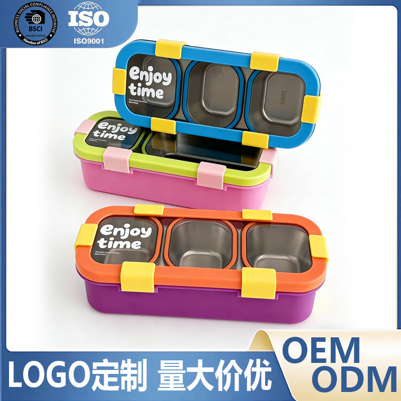 304 Stainless Steel Food Storage Container with Compartments, Small Portion Control Lunch Box, Small Capacity Weight Loss Meal Box, Bento Box