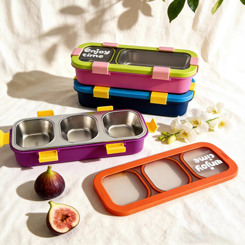 304 Stainless Steel Food Storage Container with Compartments, Small Portion Control Lunch Box, Small Capacity Weight Loss Meal Box, Bento Box
