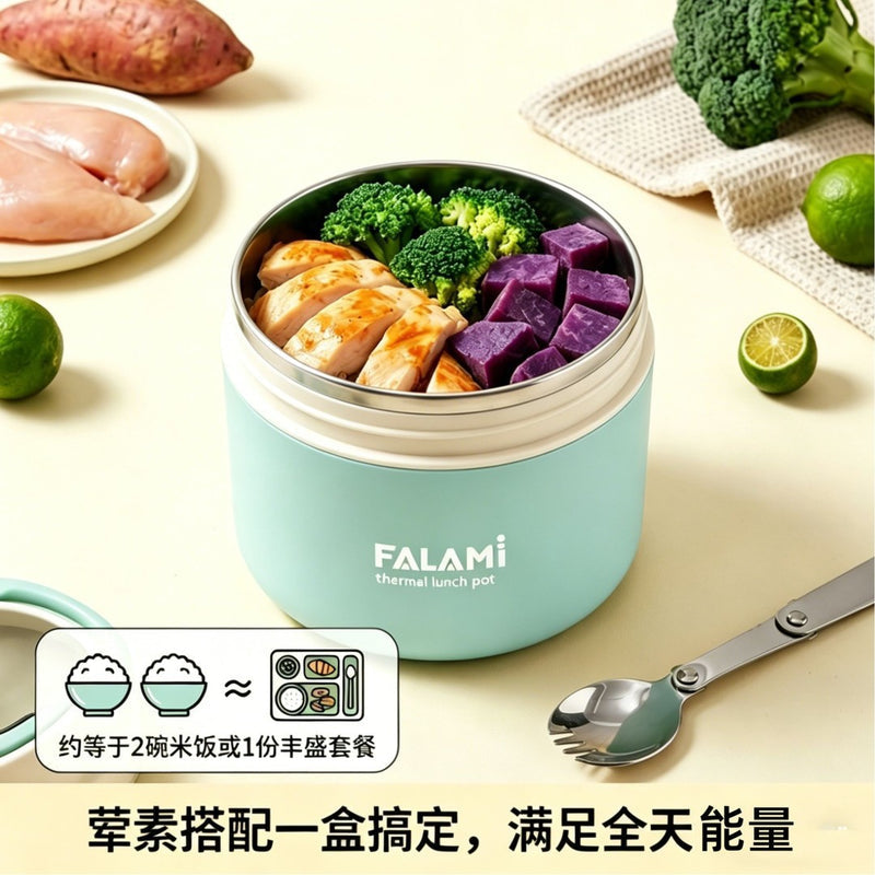 Stainless Steel Breakfast Cup Lunch Box 304, Portable Large-Capacity Lidded &amp; Sealed Soup Container for Students and Office Workers