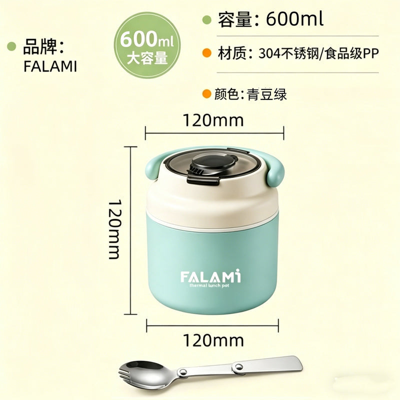 Stainless Steel Breakfast Cup Lunch Box 304, Portable Large-Capacity Lidded &amp; Sealed Soup Container for Students and Office Workers