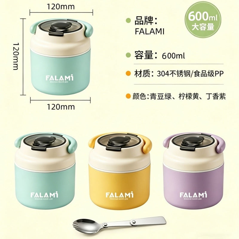 Stainless Steel Breakfast Cup Lunch Box 304, Portable Large-Capacity Lidded &amp; Sealed Soup Container for Students and Office Workers