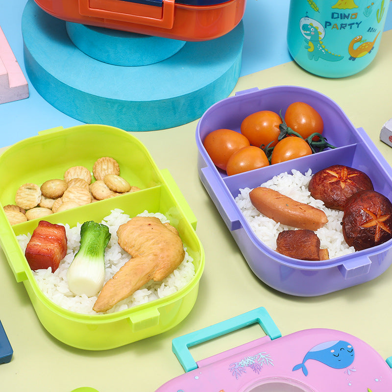 Food Grade Fresh Box Microwave Cute Lunch Box Primary School Double Layer Lunch Box Children Cartoon Lunch Box Wholesale