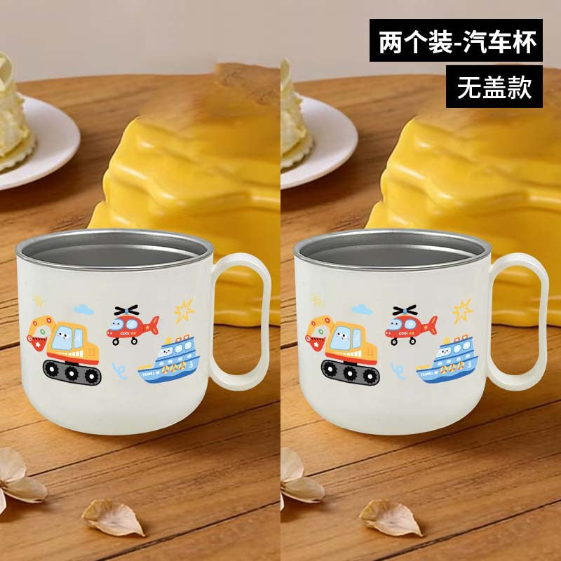 Kids Water Cup Home 304 Stainless Steel Non-Scald Direct Drinking Cup with Lid and Straw Baby Toddler Kindergarten Water Cup