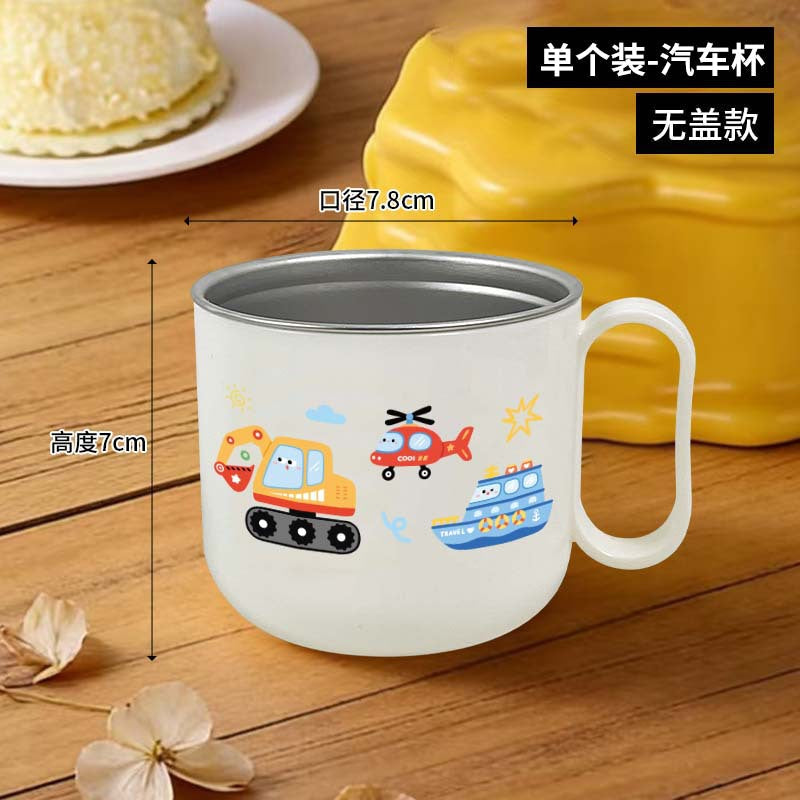 Kids Water Cup Home 304 Stainless Steel Non-Scald Direct Drinking Cup with Lid and Straw Baby Toddler Kindergarten Water Cup