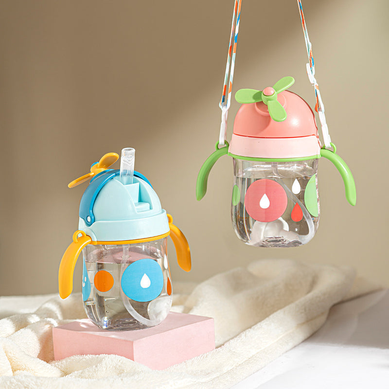New Suction Cup Baby Flying Head Big Baby Bottle Drinking Water with Straw Learning Drinking Cup Dual-use Children's Water Cup