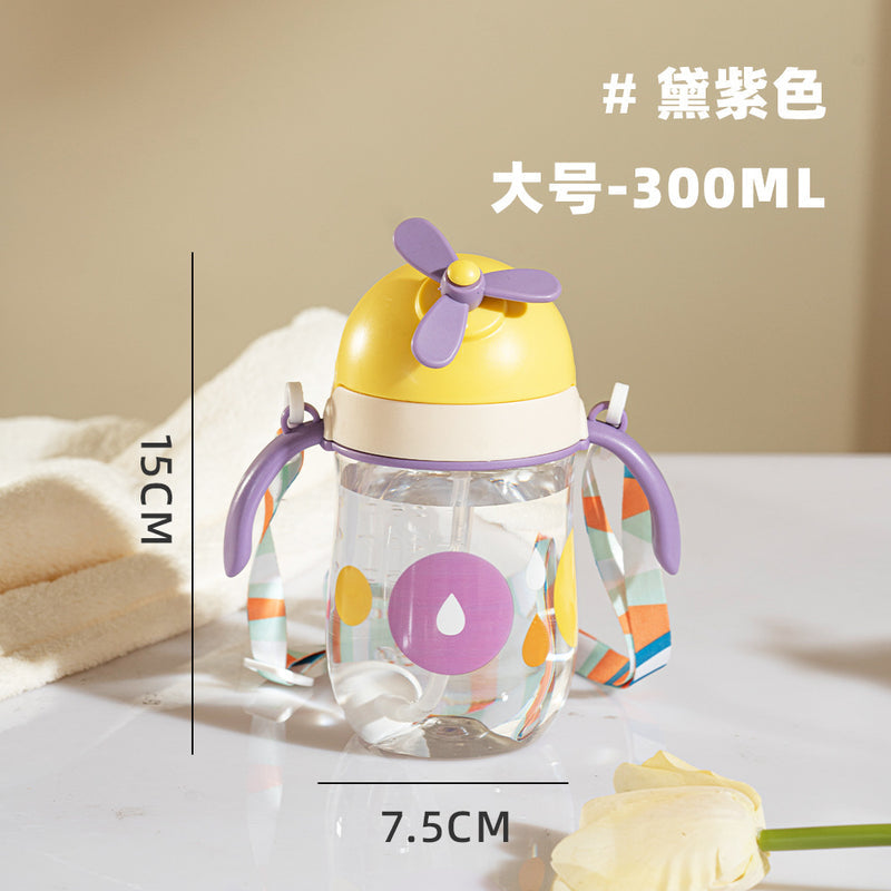 New Suction Cup Baby Flying Head Big Baby Bottle Drinking Water with Straw Learning Drinking Cup Dual-use Children's Water Cup