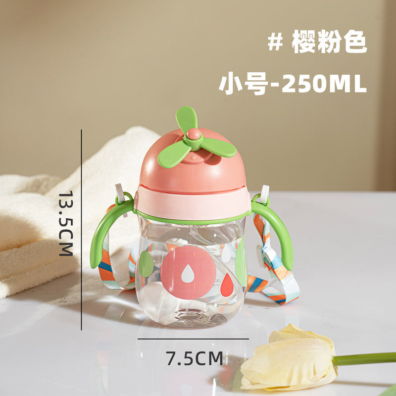 New Suction Cup Baby Flying Head Big Baby Bottle Drinking Water with Straw Learning Drinking Cup Dual-use Children's Water Cup