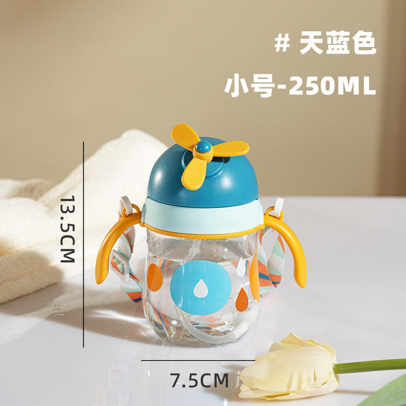 New Suction Cup Baby Flying Head Big Baby Bottle Drinking Water with Straw Learning Drinking Cup Dual-use Children's Water Cup