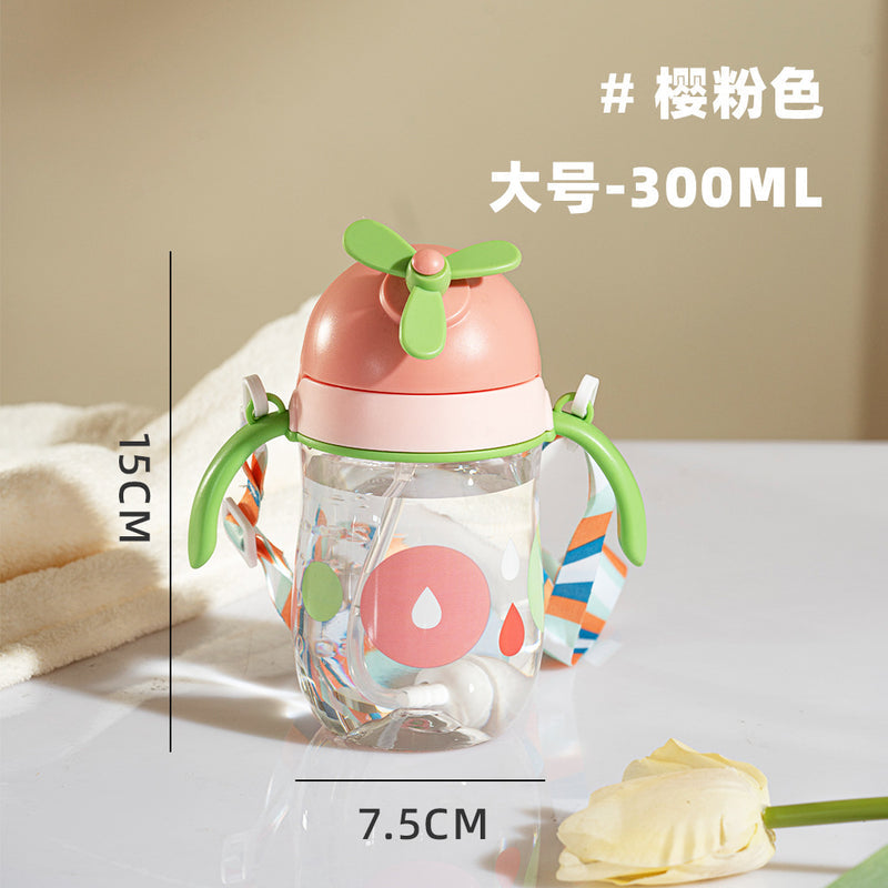 New Suction Cup Baby Flying Head Big Baby Bottle Drinking Water with Straw Learning Drinking Cup Dual-use Children's Water Cup