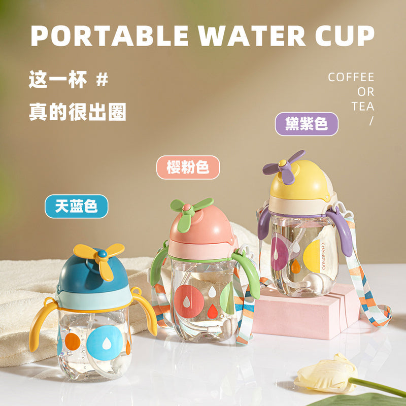 New Suction Cup Baby Flying Head Big Baby Bottle Drinking Water with Straw Learning Drinking Cup Dual-use Children's Water Cup