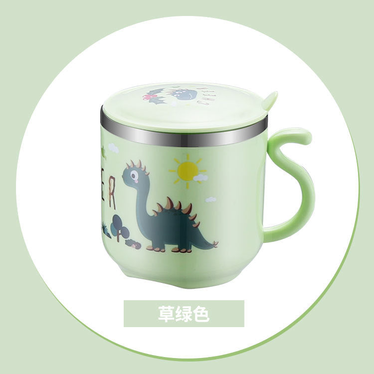 304 stainless steel water cup with straw kindergarten Cup double-layer cute children's milk cup small yellow duck gift